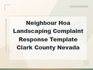 Clark County Hoa Landscaping Complaint Response Template