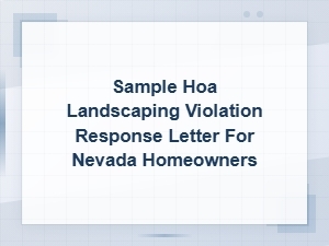 Nevada Hoa Landscaping Violation Response Letter Sample