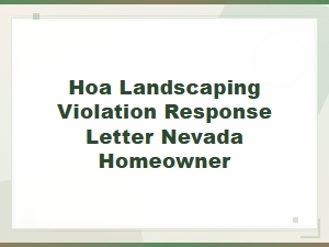 Nevada Hoa Landscaping Violation Response Guide